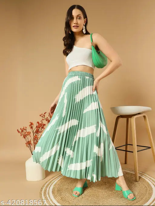 Grace Green Printed A-line Pencil Skirt