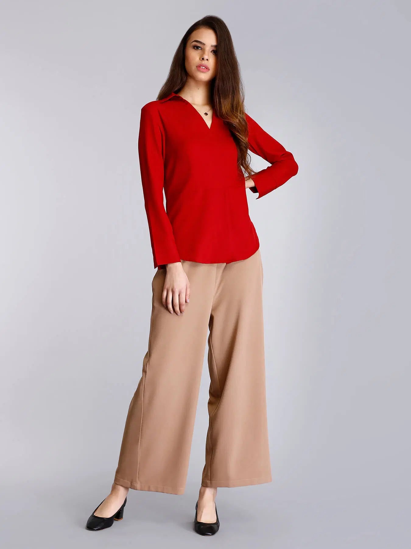 Surplice Neck Pleated Top