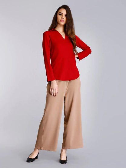 Surplice Neck Pleated Top