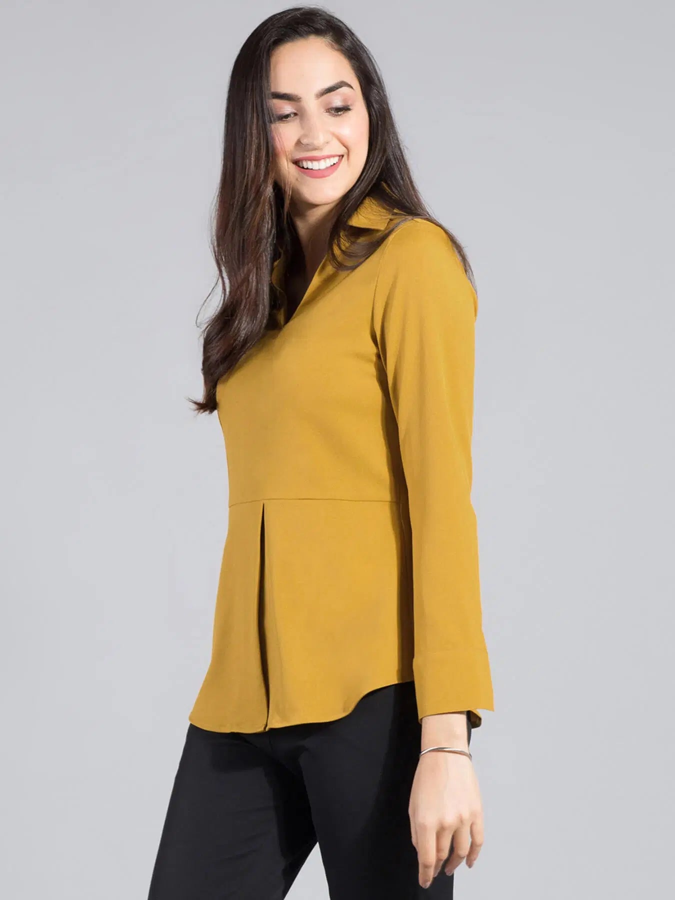 Mustard V-Neck Top