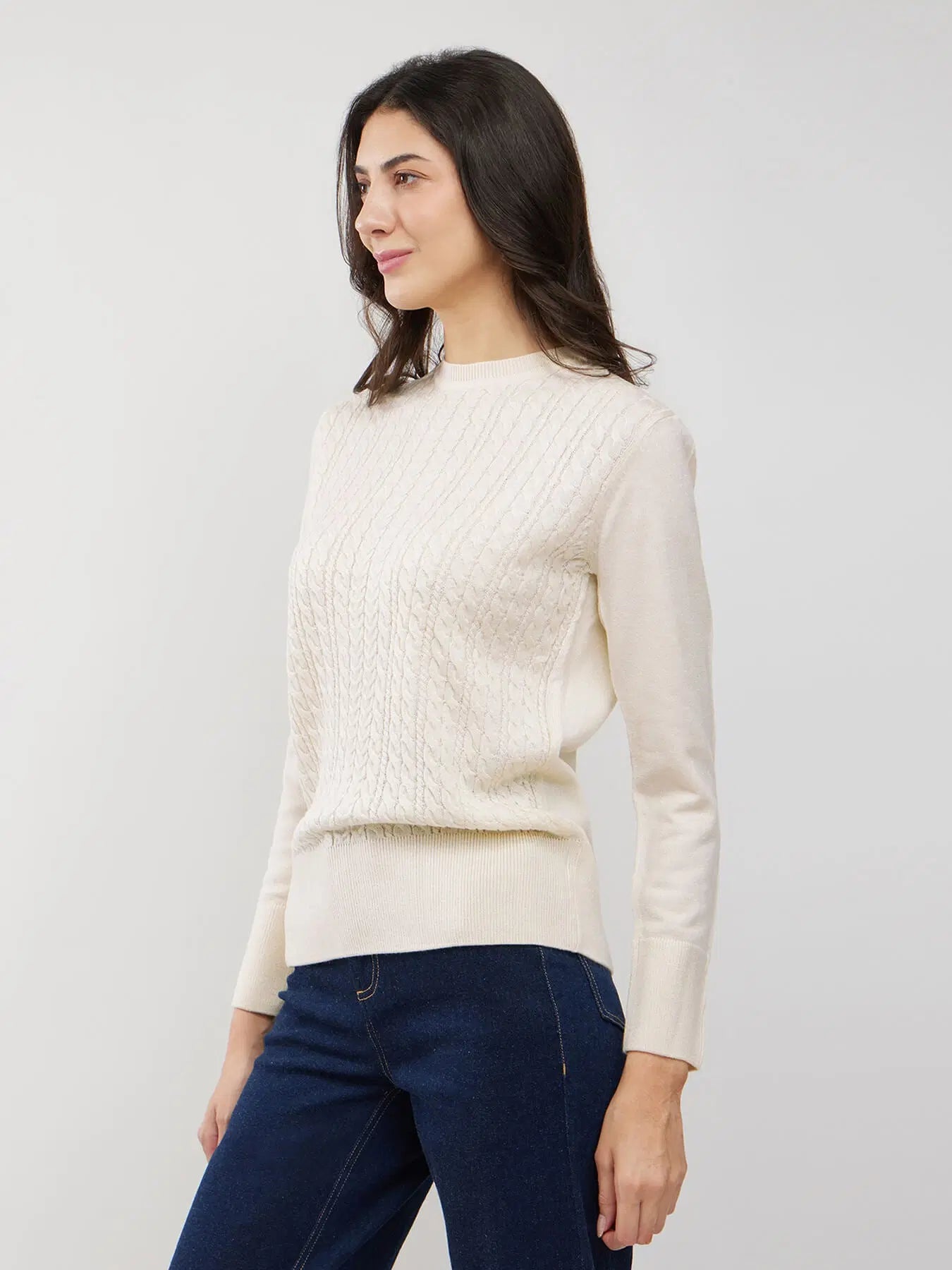 Off White Cable Knit Sweater