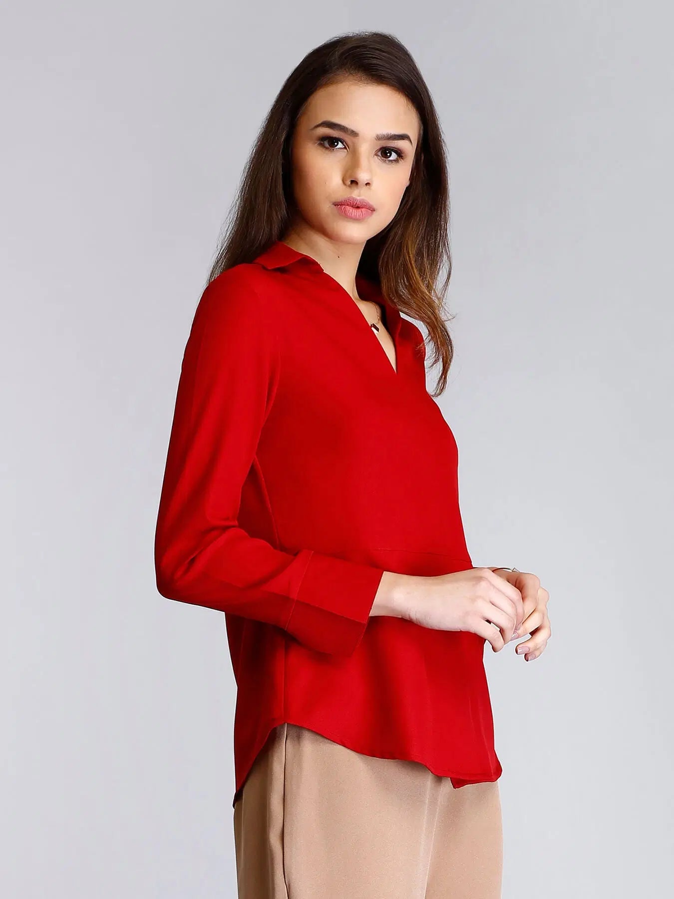 Surplice Neck Pleated Top