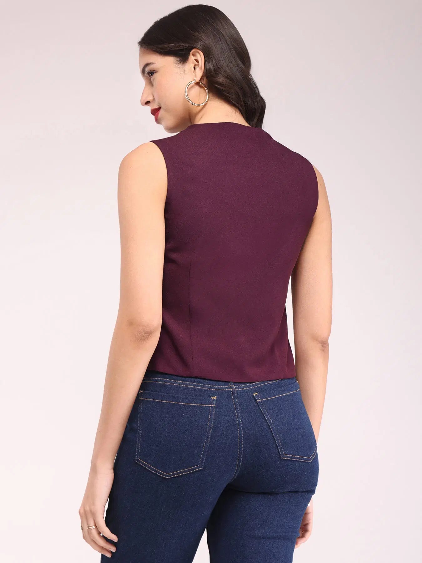 V-Neck Waistcoat In Wine