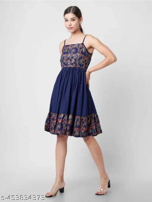 Floral Print Viscose A-line Dress