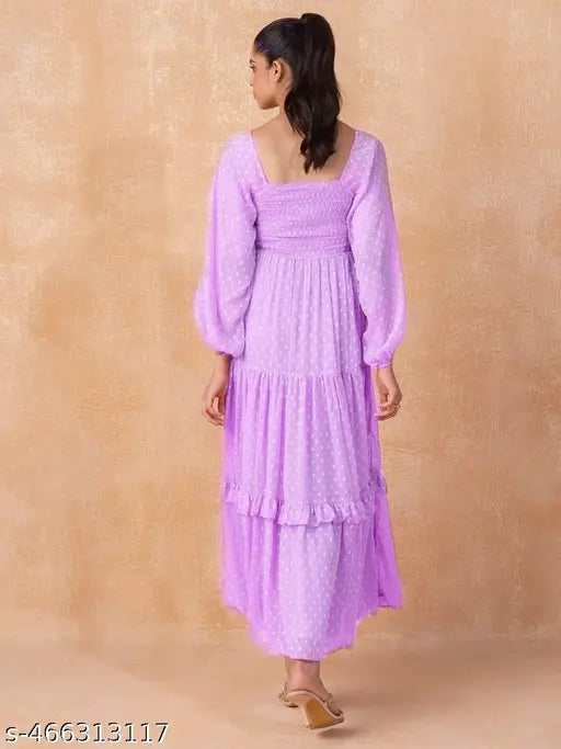 Kennedy Long Buta Frill Dress