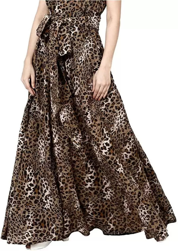 Animal Print Asymmetric Brown Dress