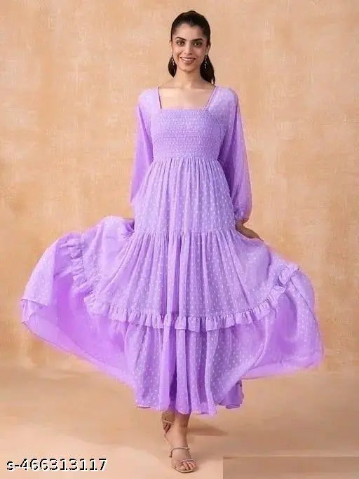 Kennedy Long Buta Frill Dress