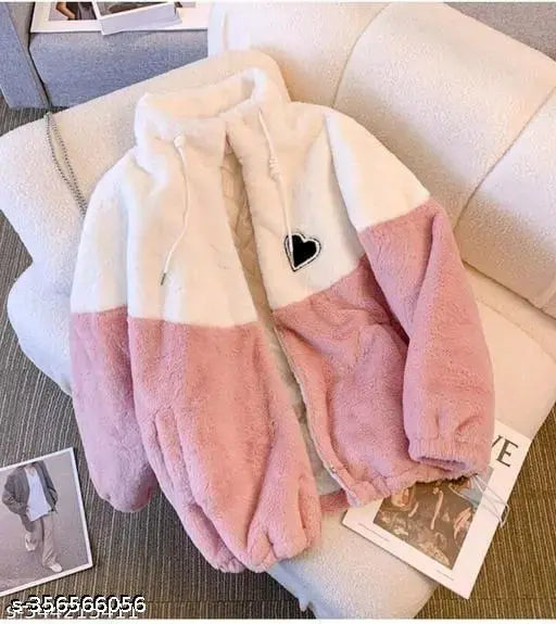 Maria White And Peach Woolen Hoodie