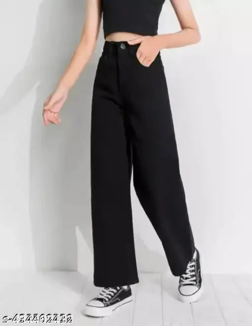 Ava Straight Fit Black Jeans