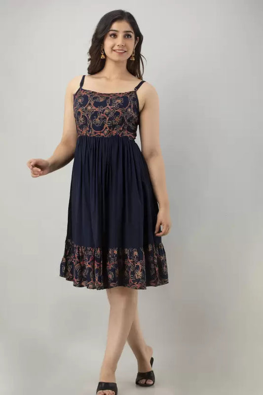Quinn Floral Print Viscose A-line Dress
