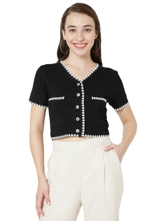 Eloise V-Neck Acrylic Cardigan Sweater