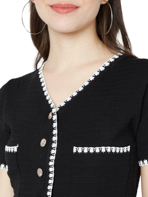 Eloise V-Neck Acrylic Cardigan Sweater