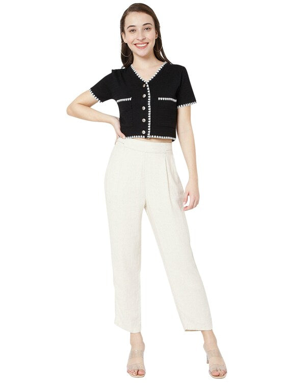 Eloise V-Neck Acrylic Cardigan Sweater