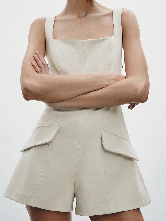 Off-White Short Strappy Jumpsuit