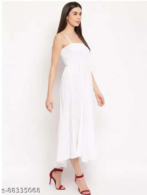 Anna Long White Flare Dress