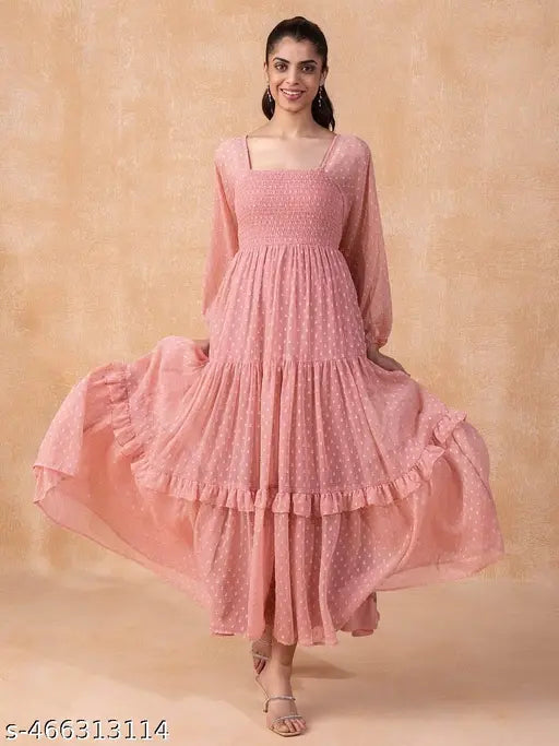 Kennedy Long Buta Frill Dress