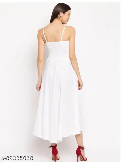 Anna Long White Flare Dress