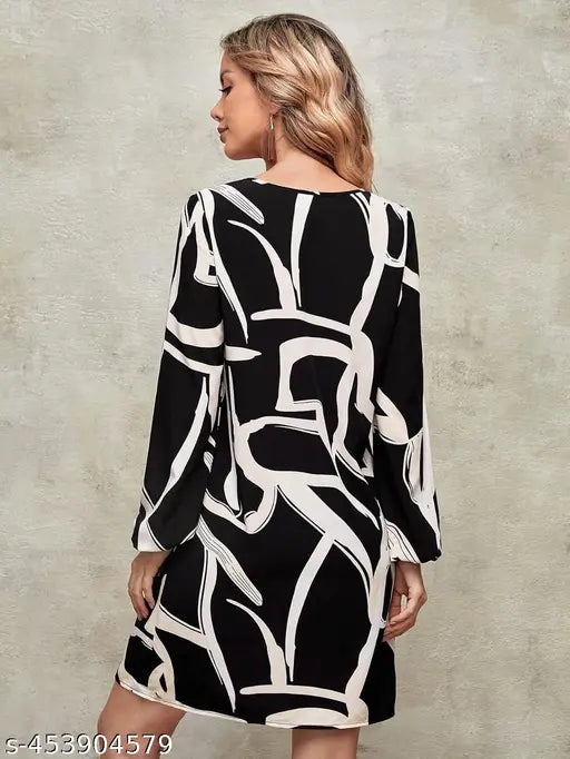 Alice Abstract Printed Drop Waist A-Line Mini Dress